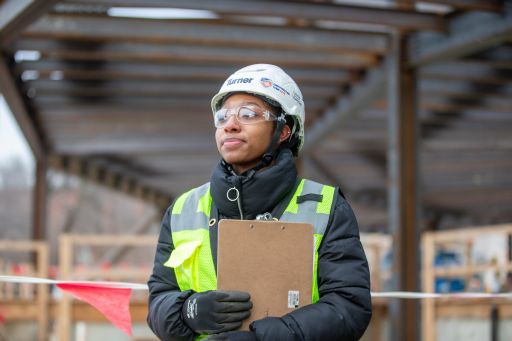 UC co-op student at construction site